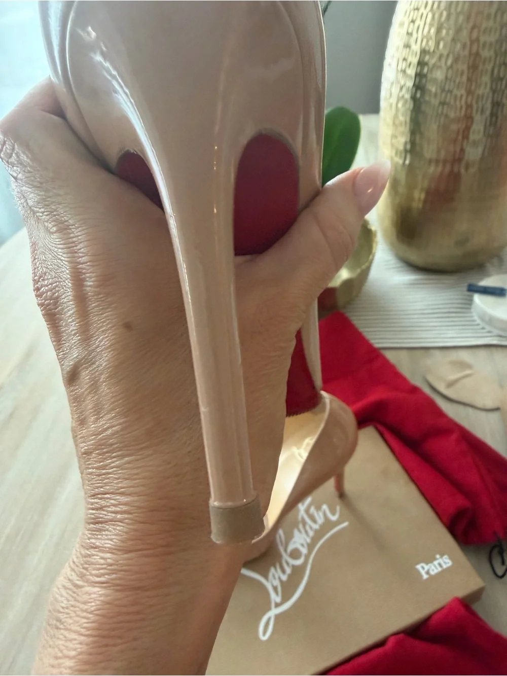 Christian Louboutin Nude Patent Pointed-Toe Stiletto Pumps